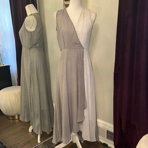Calvin Klein Shear Gray and White Polka Dot Dress Size 6